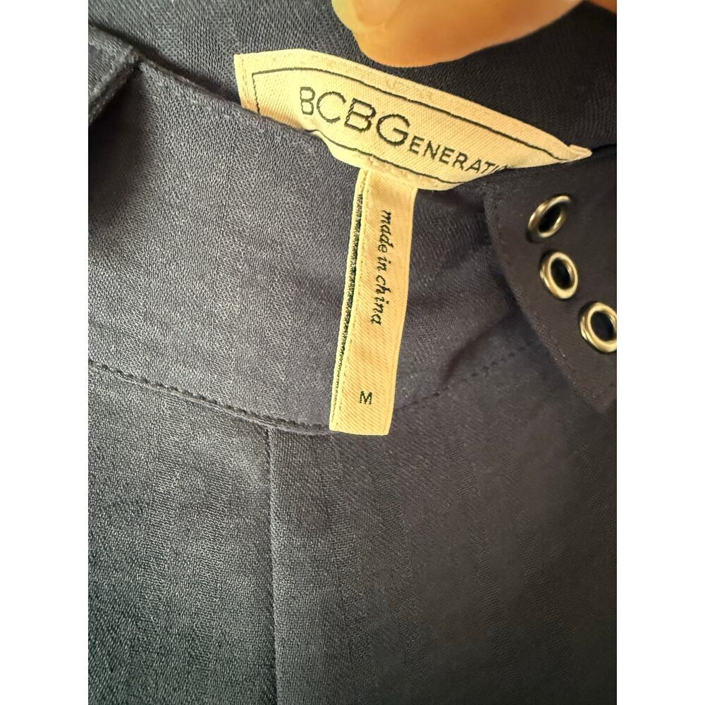 BCBGeneration Navy Wide Leg Palazzo Pants High Rise Minimalist Flowy Trouser M - Picture 4 of 9